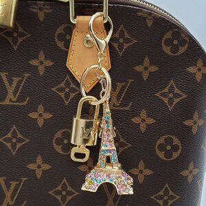 Louis Vuitton Gold Lock 🔒 Authentic LV Key + Unbranded Eiffel Tower Bag Charm